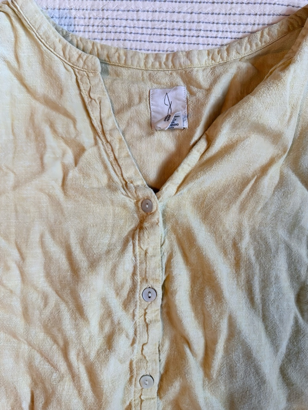 Joie Pale Yellow Casual Button-Down Shirt